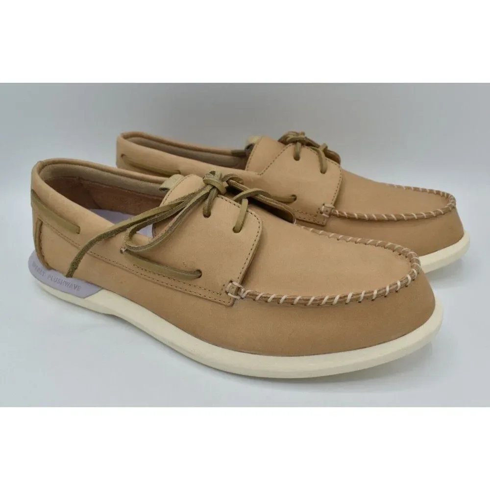 Sperry Womens Size 10 A/O Plushwave 2.0 Off-White Leather‎ Slip On Boat Shoes